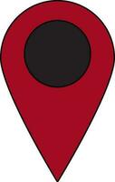 Blank map pointer in black and red color. vector