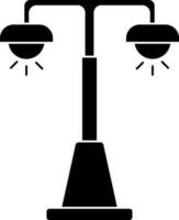 Street lamp icon in Black and White color. vector