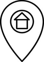 House location pointer icon in line art. vector