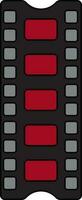 Red and grey film strip in black line art. vector