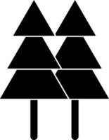 Pine tree icon in black and white color. vector