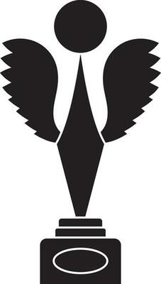 Flat style modern Trophy awards with wings.