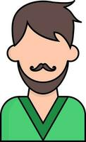 Illustration of Cartoon Bearded man character icon. vector