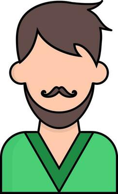 Illustration of Cartoon Bearded man character icon.