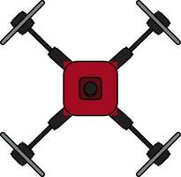 Black and red drone camera on white background. vector