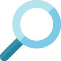 Flat style magnifying glass icon in blue color. vector
