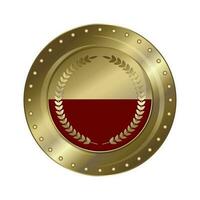 Glossy golden and red circular shield. vector