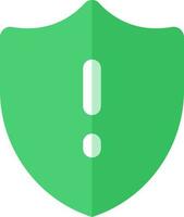 Warning security shield icon in green color. vector