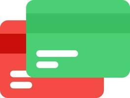 Credit or debit card icon in green and red color. vector