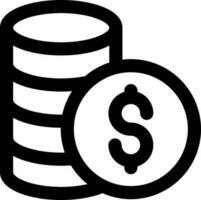 Stack of coins icon in line art. vector