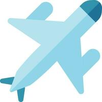 Flat style airplane icon in blue color. vector