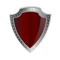 Glossy shield in red and gray color. vector