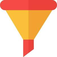 Filter or funnel icon in yellow and red color. vector