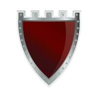 Glossy shield in red and gray color. vector