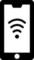 Smartphone wifi icon in glyph style. vector