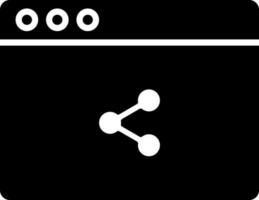 negro y blanco compartir símbolo en navegador ventana icono en plano estilo. vector