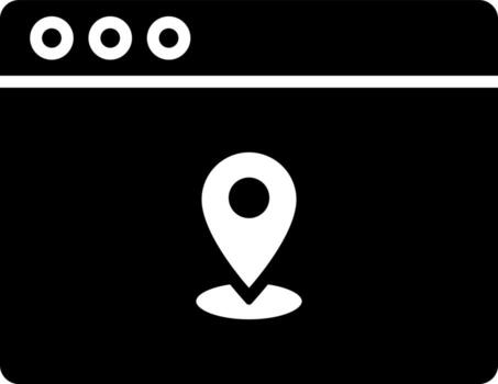 Location app browser window icon in Black and White color. vector