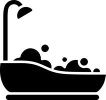 Vector illustration of bathtub for immersion glyph icon.