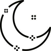 Crescent moon icon in thin line art. vector