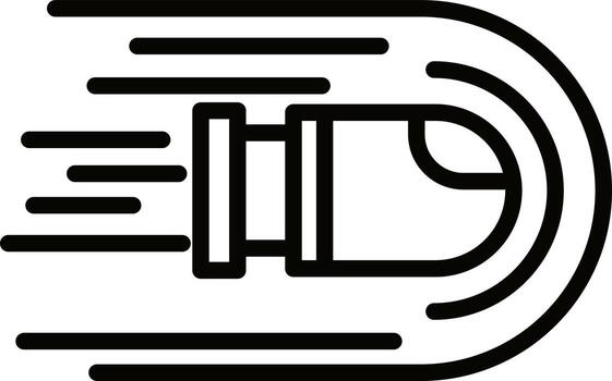 Flat style spaceship icon in line art. vector