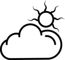 Sun cloud icon in line art. vector