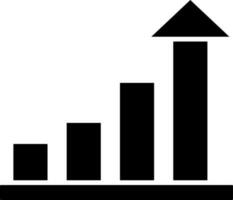 Black growing graph or increase icon. vector