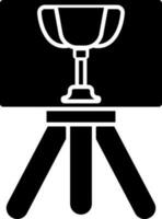 Black and White trophy cup on board icon. vector