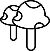 Flat style mushroom icon in black line art. vector