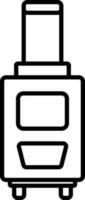 Black line art suitcase in flat style. vector