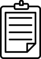 Black line art menu card or list icon in flat style. vector