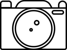 Black line art digital camera icon in flat style. vector