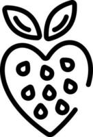 Strawberry icon in black line art. vector