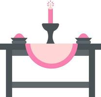 Candle light dinner table icon in flat style. vector