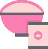 comida paquete con cuenco icono en gris y rosado color. vector