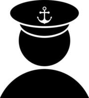 Vector illustration of marine captain icon in glyph style.