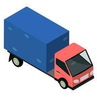 Isometric view of delivery truck on white background. vector