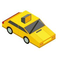 Isometric view of taxi in yellow and gray color. vector