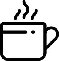 Hot coffee cup icon in line art. vector