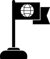 Globe on flag vector icon in flat style.