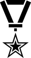 icono de estrella medalla en negro y blanco color. vector