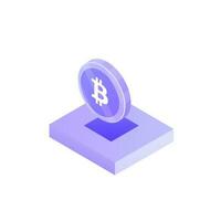 3D Bitcoin server in purple color. vector