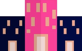 Blue and pink building icon in flat style. vector