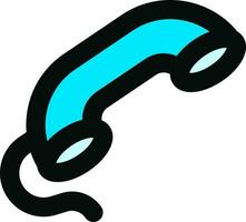 azul y negro teléfono receptor icono en plano estilo. vector