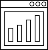 Bar statistics icon on web page in line art. vector