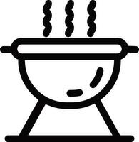 Hot barbecue grill icon in line art. vector