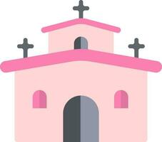 Beautiful church building icon in flat style. vector