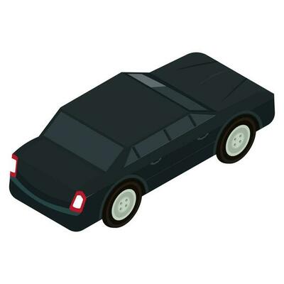 3D modern black car design isolated on white background.