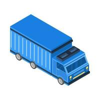 Isometric design of delivery truck in blue color. vector