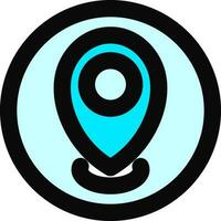 Location Pointer or Gps icon in blue and black color. vector