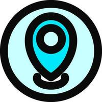 Location Pointer or Gps icon in blue and black color. vector